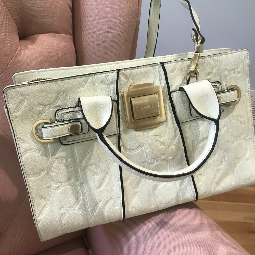 Authentic Calvin Klein Monogram White Shoulder Bag - image 7